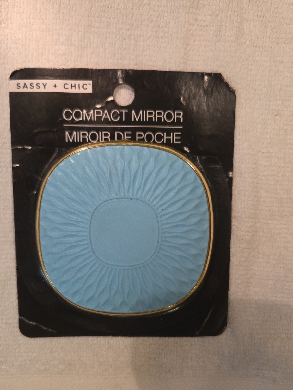 Sassy + Chic Light Blue Embossed Compact Mirror